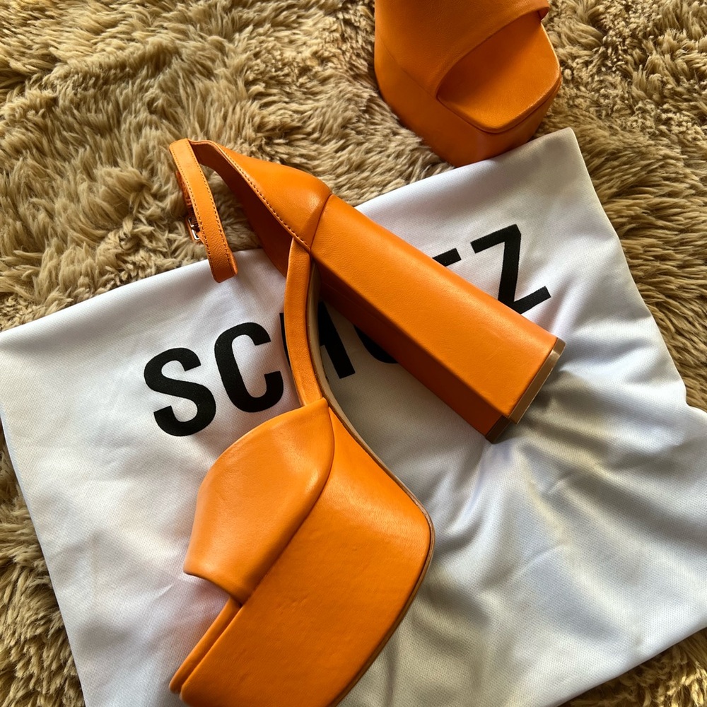 Nordstrom Women's Bold Orange Platform Sandals - Picture 3 of 7